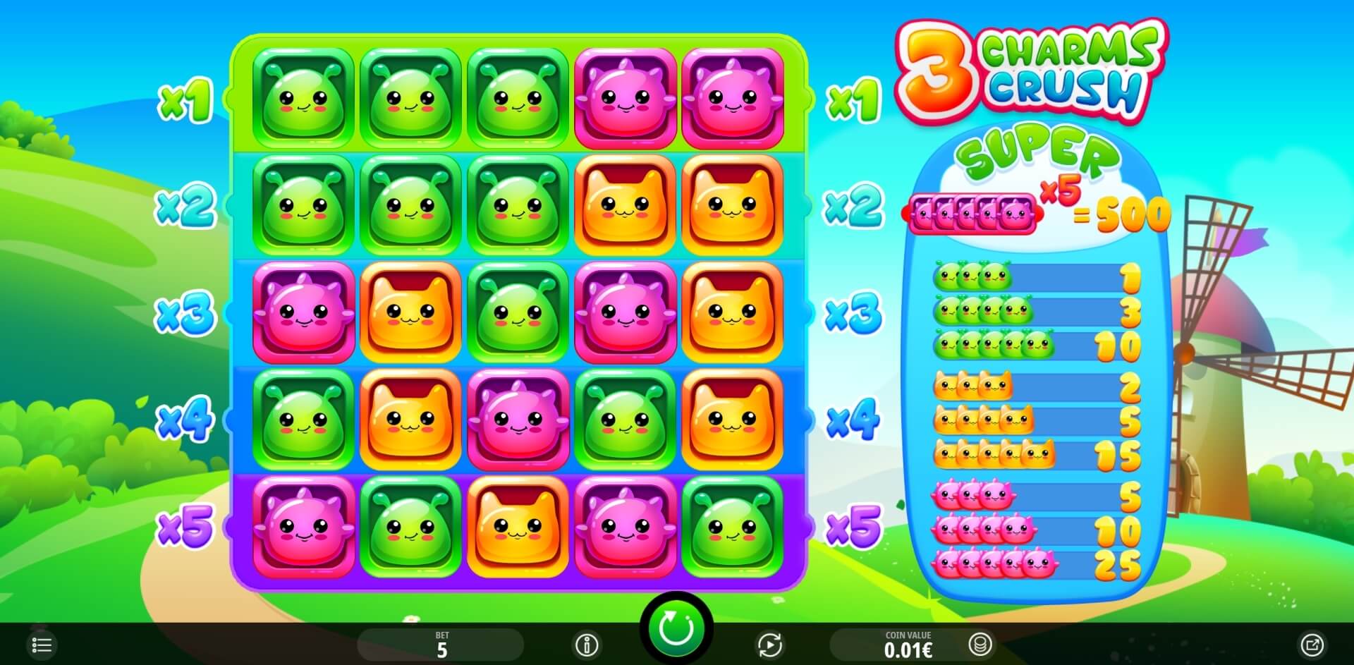3 Charms Crush slot game main view