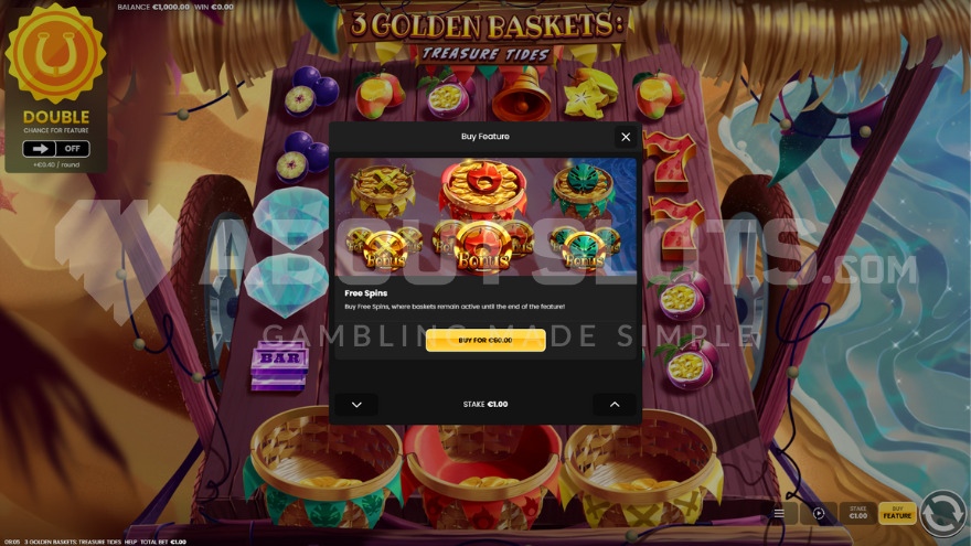 Feature Buy Option for 60X Stake in 3 Golden Baskets Slot