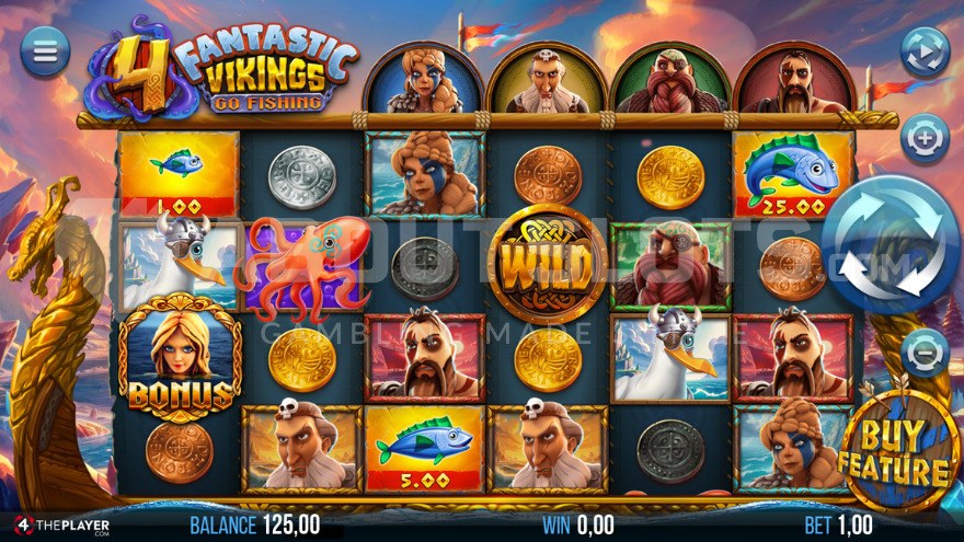4 Fantastic Vikings Go Fishing base game with bonus buy option