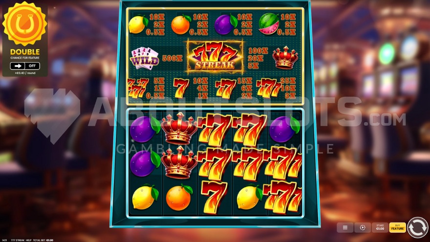 777 Streak base game showing main gameplay screen