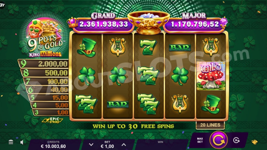 Base game view with jackpots displayed above the reels.