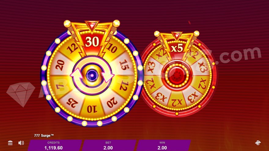 Free spins wheel feature in 777 Surge slot