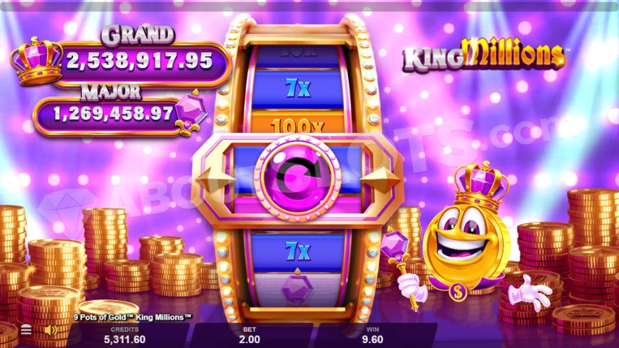 King Millions Bonus feature with coin character on the right.