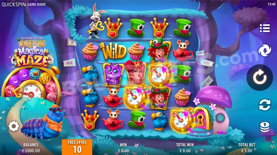 One of the free spins features with blue, dim landscape