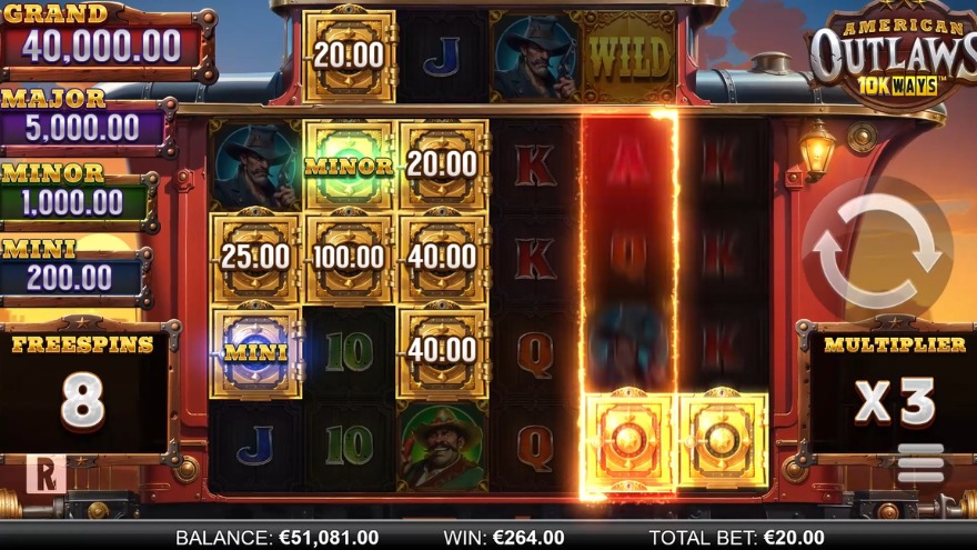Mini jackpot shown during free spins feature