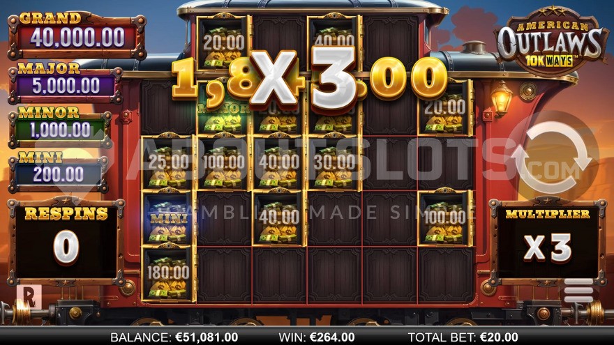 3X multiplier during bonus respin feature