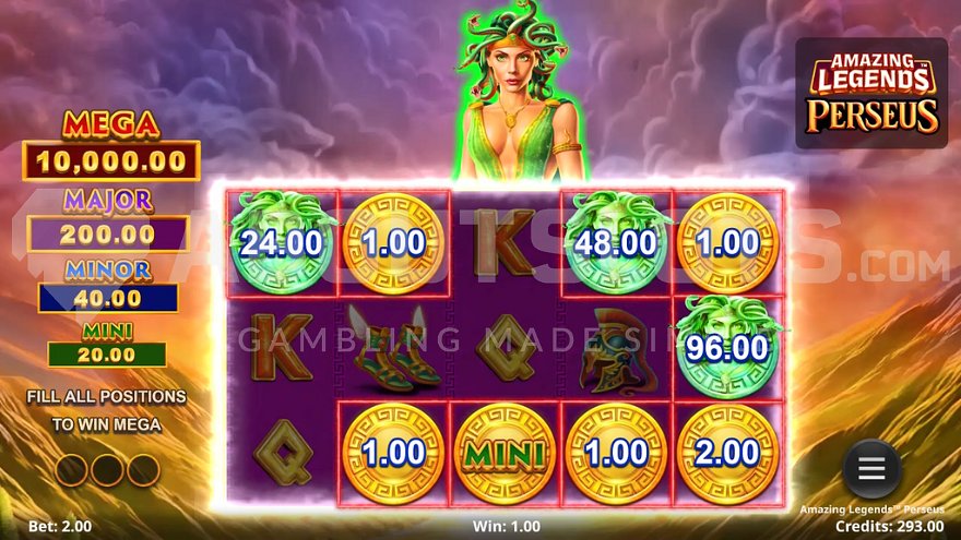 Medusa Collect All Feature in Amazing Legends Perseus slot