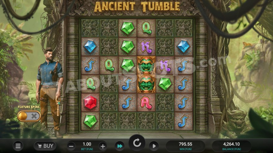 Main game with dense tropical forest in the background