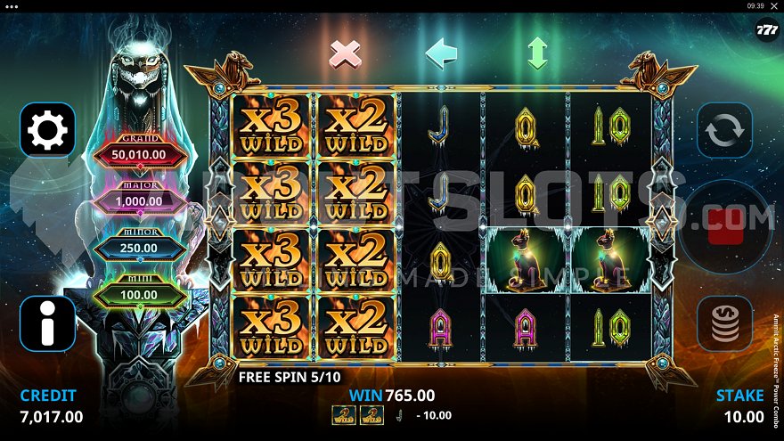 Free spins bonus round with special modifiers in Ammit Arctic Freeze Power Combo slot