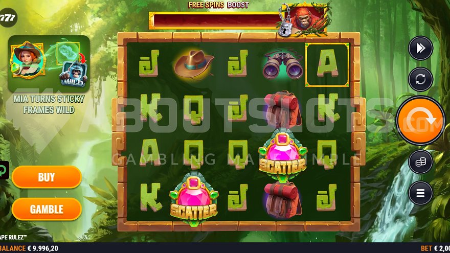 The base game view of Ape Rulez slot set in dense jungle