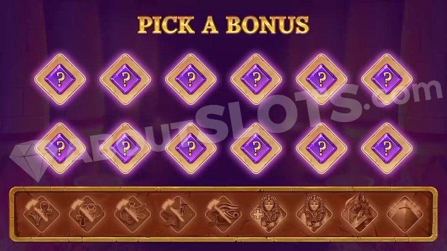 Free spins bonus feature screen in Anubis Rising slot game.