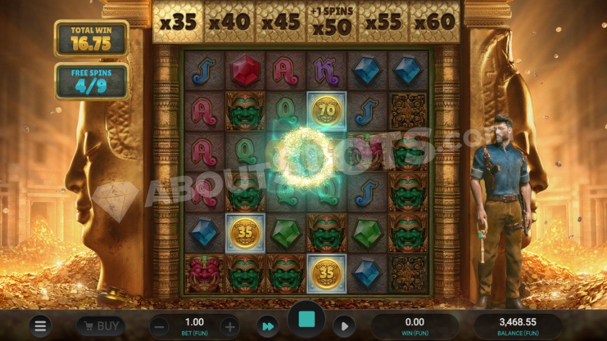 Super free spins mode with current win multiplier of 35X