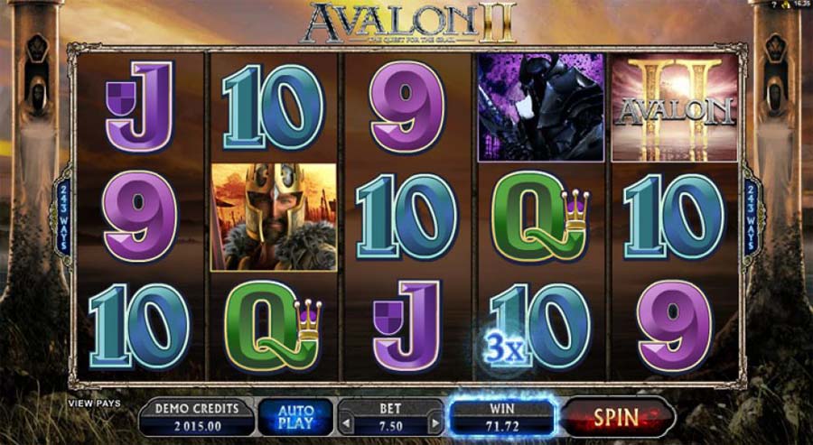 Avalon II slot review showing main game interface