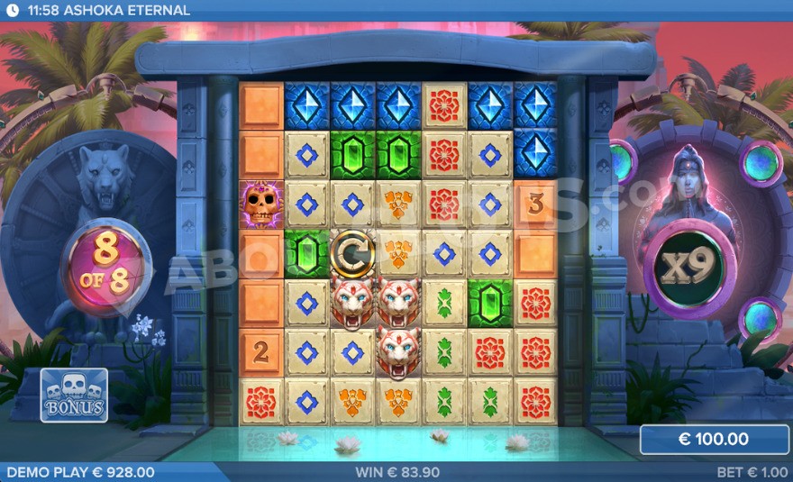 Bonus game with global multiplier 9X on the right
