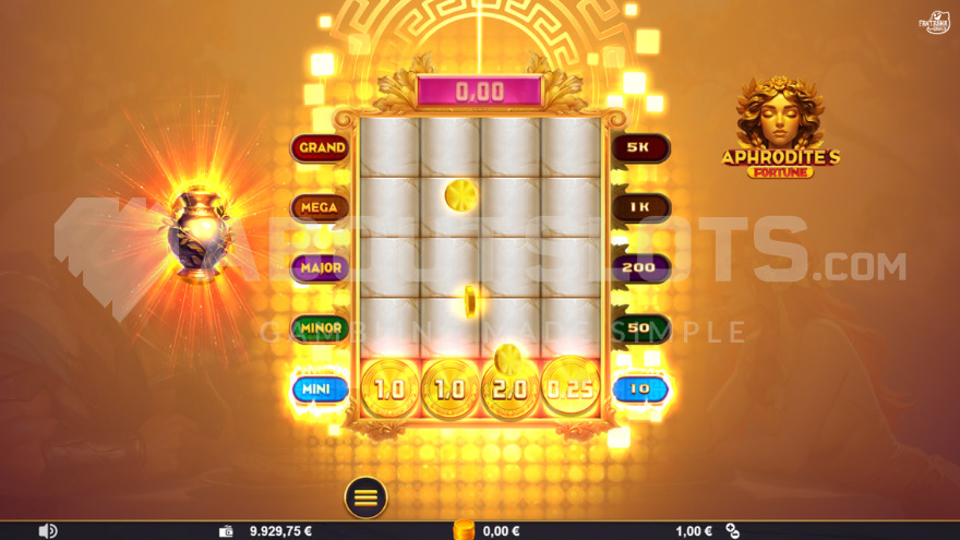 Mini jackpot unlocked during coin avalanche feature