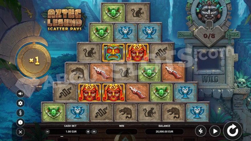 Base game with pyramid-shaped reel arrangement