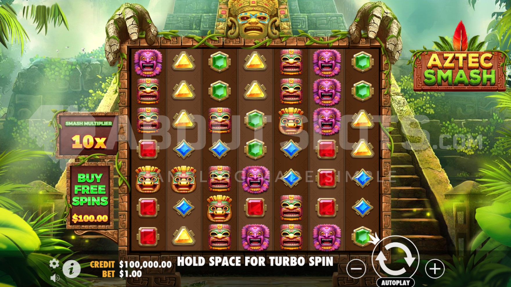 Aztec Smash base game with 10X Smash Multiplier