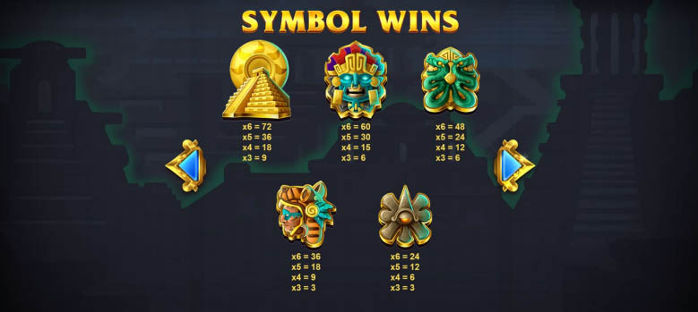 Aztec Spins slot game interface showing the main screen with symbols and wheel feature