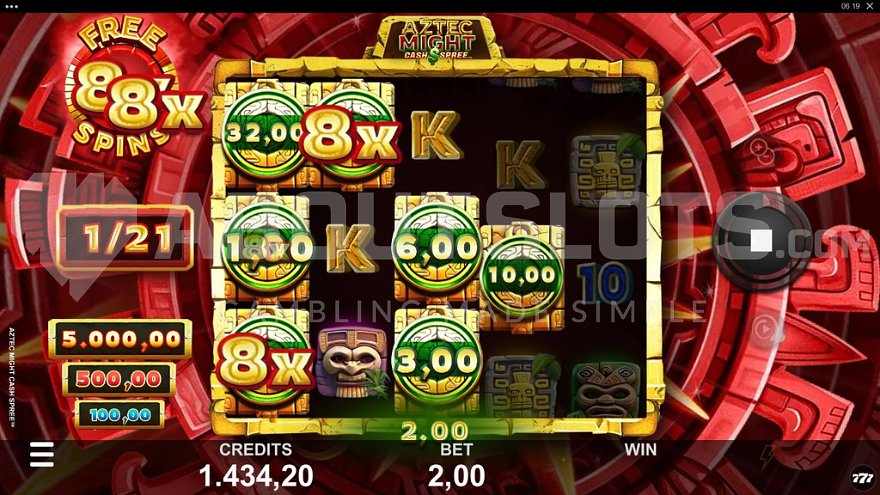 Win on the first of 21 multiplier free spins with increased payout potential.