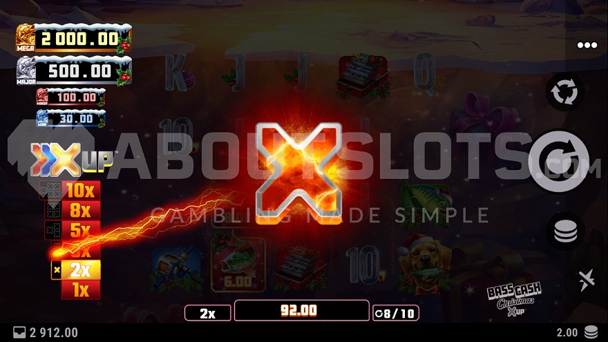 Bass Cash Christmas X Up slot free spins feature with multipliers