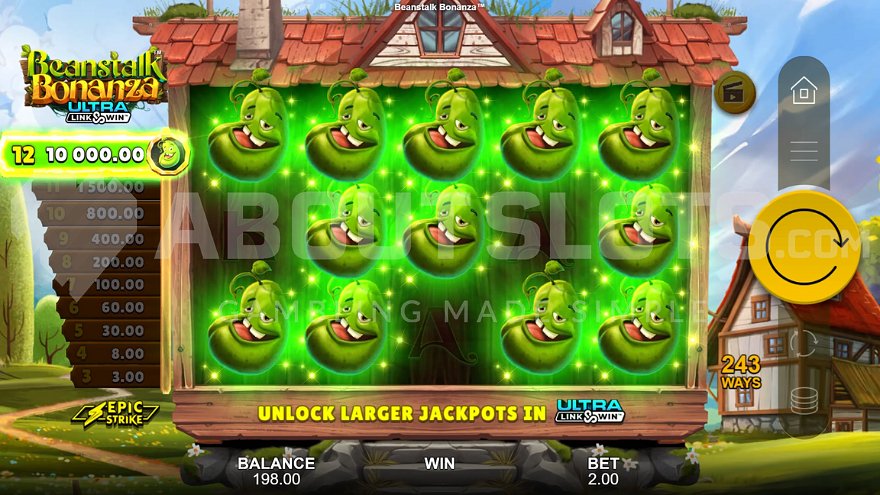 12 Green Bean symbols on the reels delivering a 5,000x win multiplier