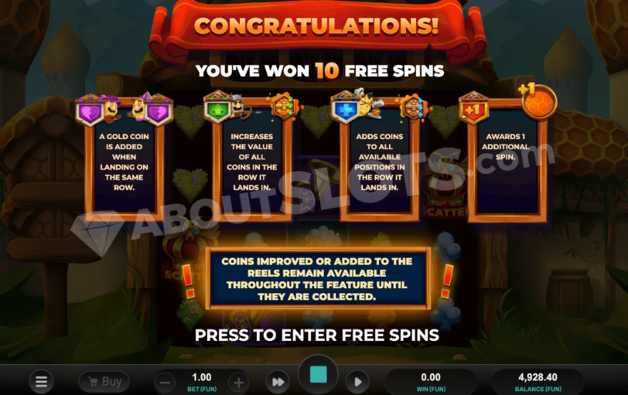 Introductory screen of the bonus game.