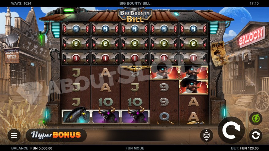 Main game screen with Wild West town in the background