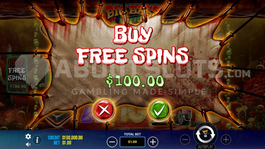 100X Feature Buy screen with bonus options