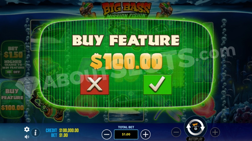 Feature buy option with the ability to purchase free spins directly.