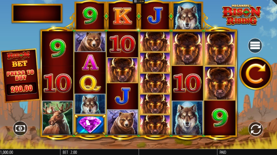 Bison Rising Megaways slot game main screen
