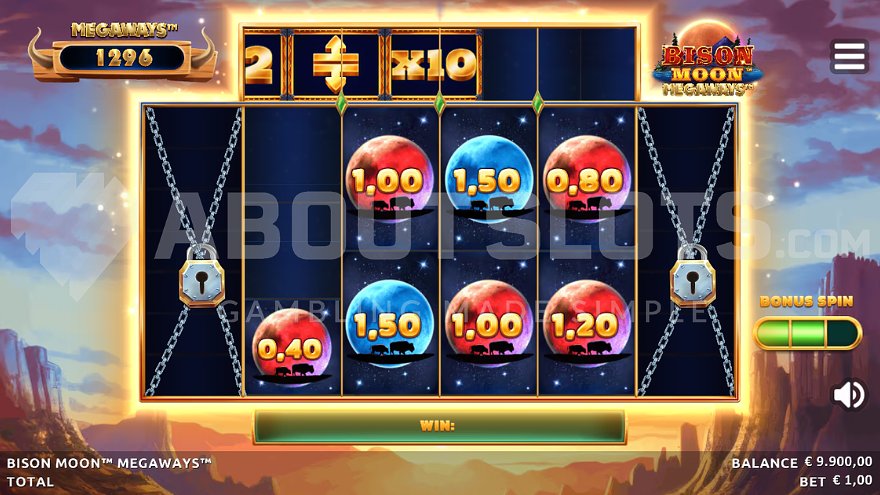 Seven money symbols on the reels during the Link and Win feature
