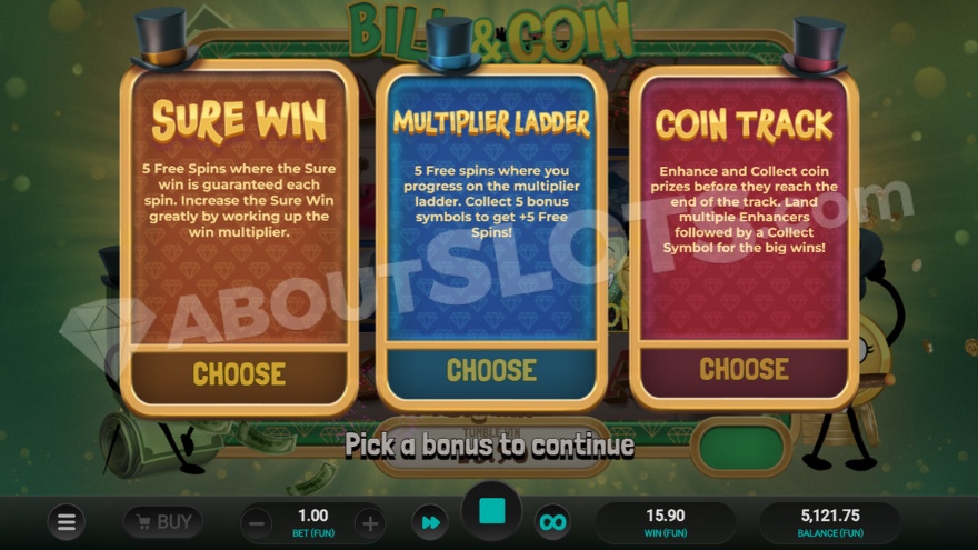 Bonus buy feature showing three options to choose from