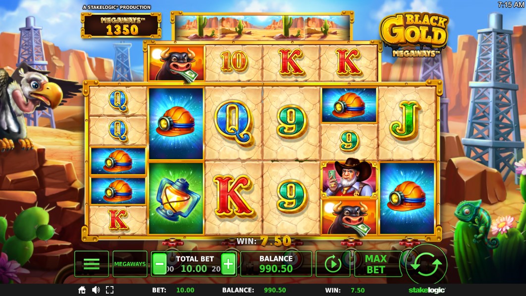 Black Gold Megaways slot gameplay screen