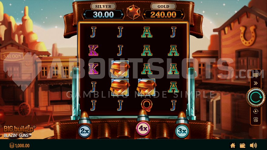 Wild West themed slot machine main game view
