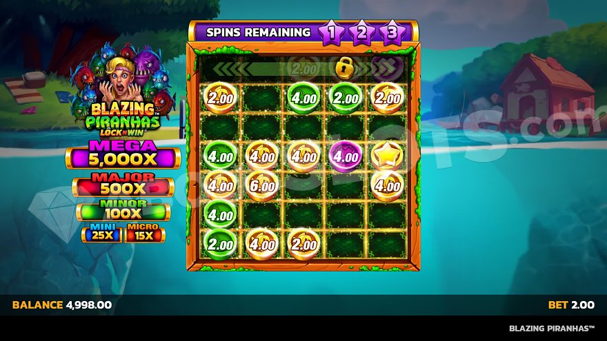 15 coin symbols and one star on five reels in the respin feature.