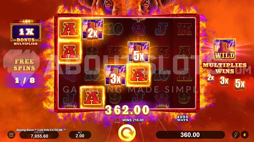 Win of 181 times the bet on the first of eight free spins