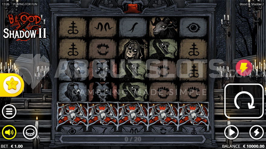 Base game with numerous lit candles on both sides of the reels