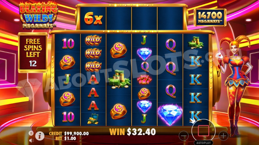 Free Spins feature with expanding wild symbols on the second reel
