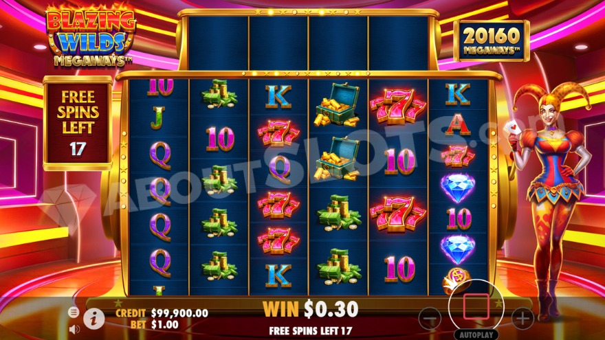 Bonus game with free spins where the Joker stands to the right of the reels