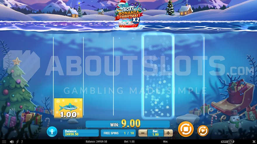 Catch Feature during Free Spins in Boat Bonanza Christmas
