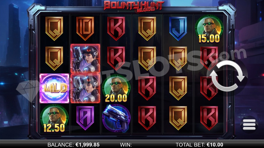 Base game with wild symbol on the first reel