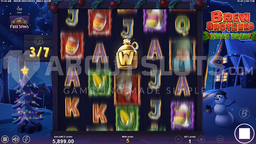 Sticky wild symbol on the 3rd reel during free spins feature.
