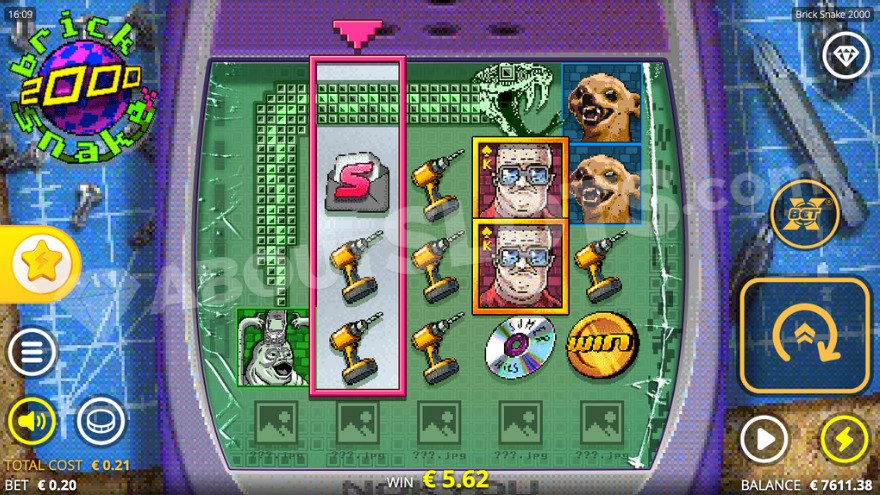 Wild Snake symbol with golden coin win on the fifth reel.