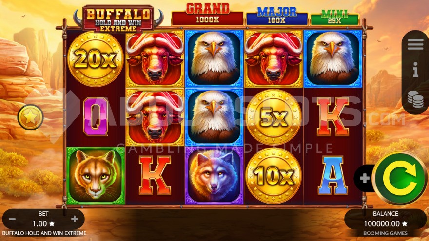 Base game with eagle symbol on the third reel