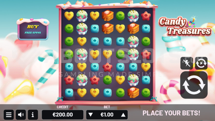 Candy Treasures base game with colorful candy symbols
