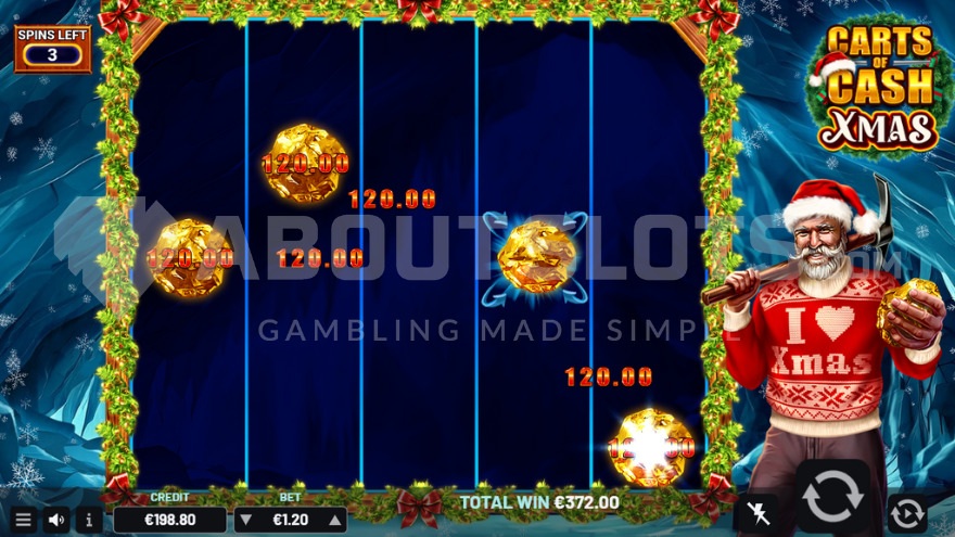 Cart of Cash Xmas bonus game with money symbols