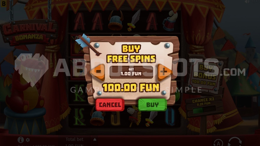 Feature Buy option interface showing 100x stake cost