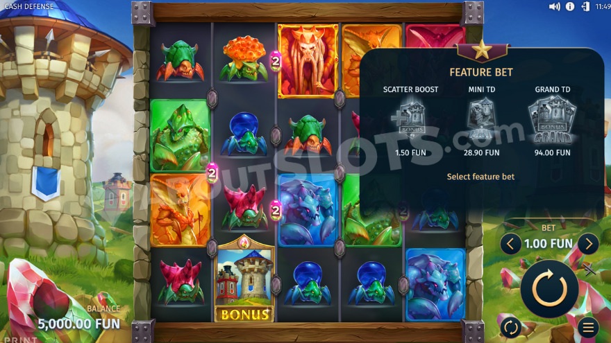 Bonus buy feature with three options to choose from