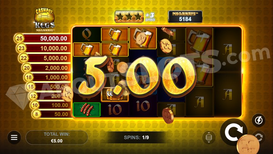 €5 win in free spins mode.