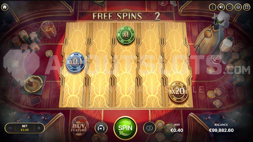 Three symbols with monetary values on the reels during free spins